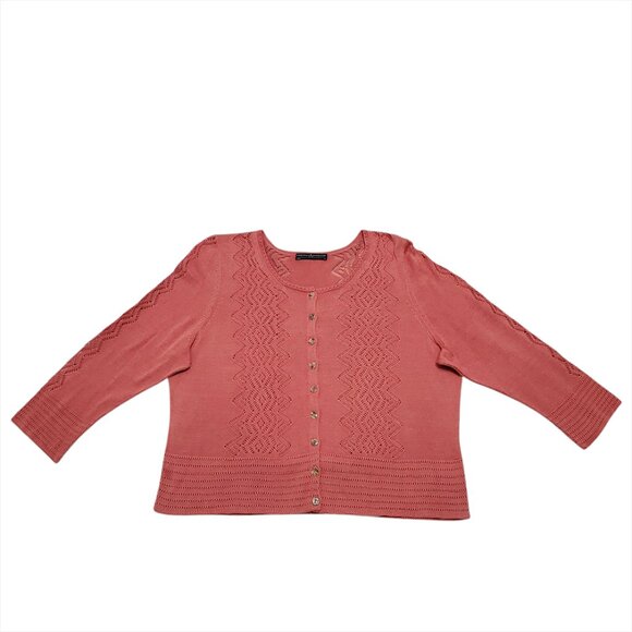 Peruvian Connection Womens Chaco Lace Knit Pima Cotton Cardigan XL Point… - Picture 3 of 12